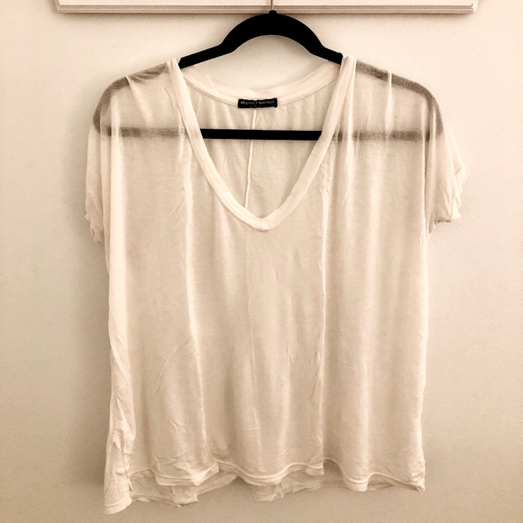 Brandy Melville Sheer White Flowy TShirt - Picture 1 of 1